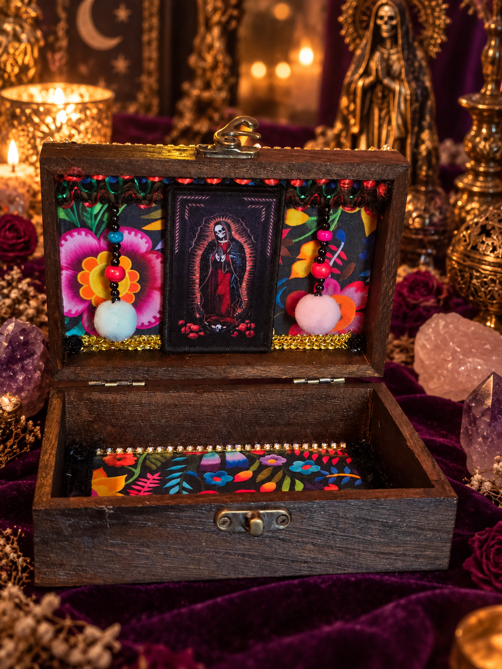 Santa Muerte Handmade Devotional Box | Blessed & Charged
