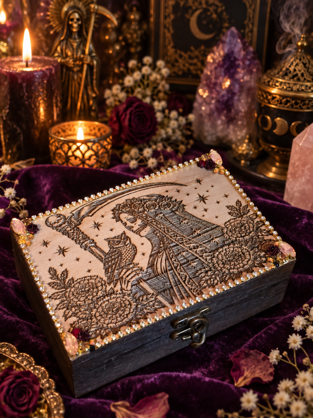 Santa Muerte Handmade Devotional Box | Blessed & Charged