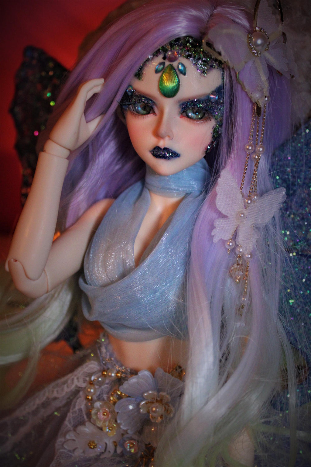 OOAK LUNASINN BJD - Aurn water fae Haunted Doll - Truth Seeker, Protection, Justice, loyal, thunderstorms, rain, water element - LunasINN