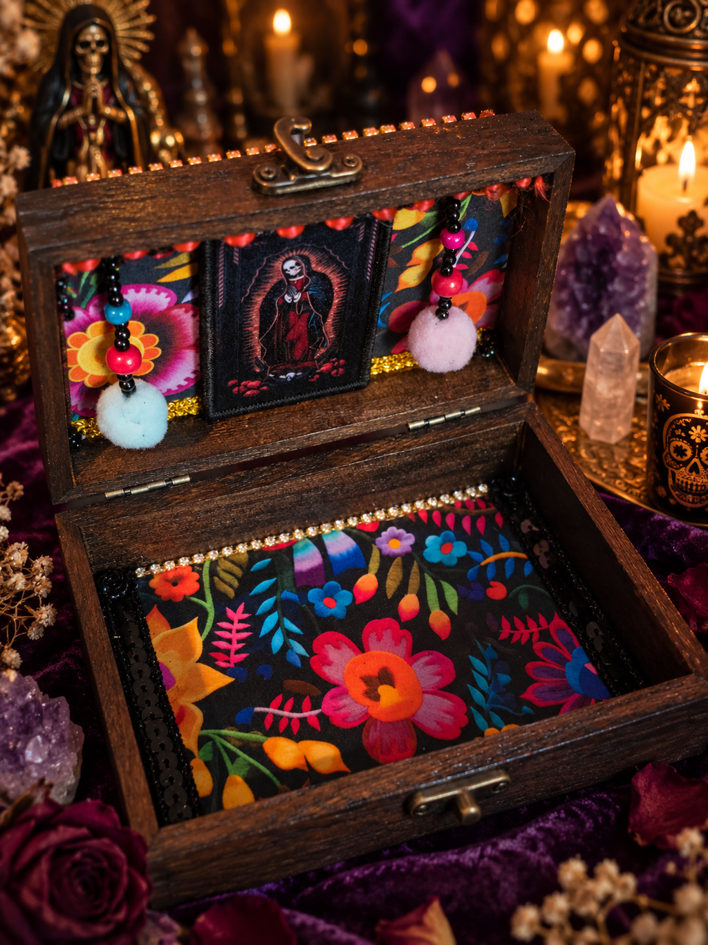 Santa Muerte Handmade Devotional Box | Blessed & Charged