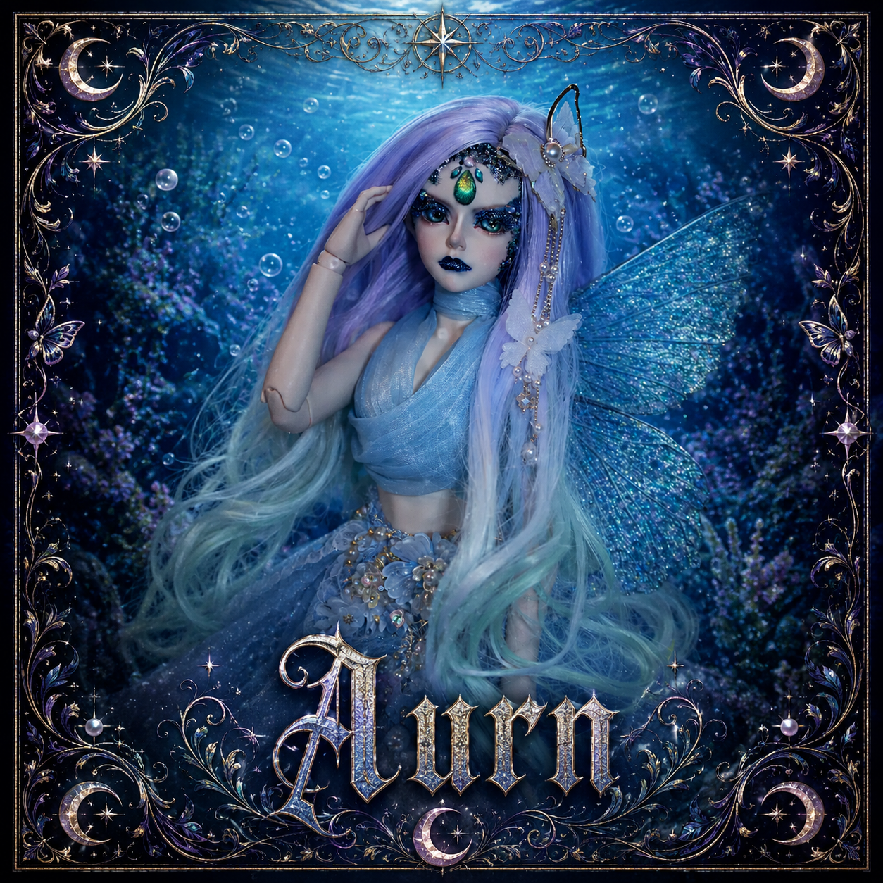 OOAK LUNASINN BJD - Aurn water fae Haunted Doll - Truth Seeker, Protection, Justice, loyal, thunderstorms, rain, water element - LunasINN