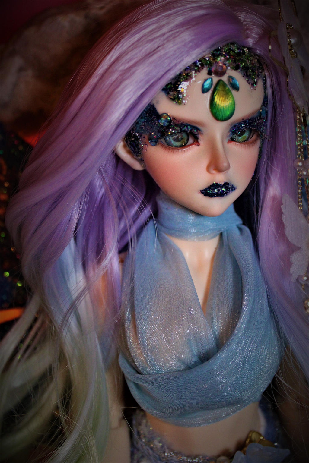 OOAK LUNASINN BJD - Aurn water fae Haunted Doll - Truth Seeker, Protection, Justice, loyal, thunderstorms, rain, water element - LunasINN