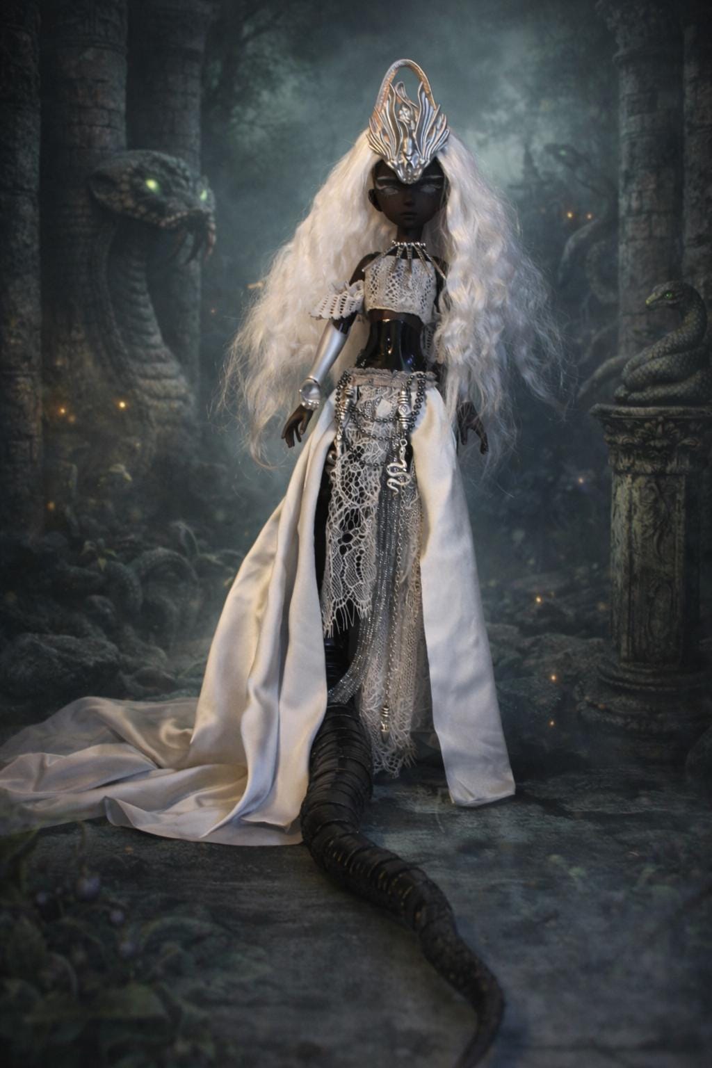 Madalia Gorgon Spirit Haunted Doll - Mirrorwork, Scrying, Guidance, Protection, Dark Feminine, Serpent Energy, Gaze, BJD Spirit -LunasINN
