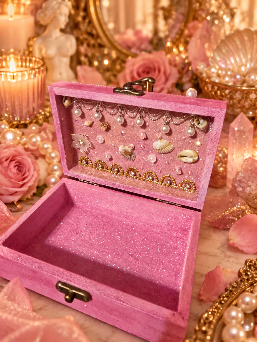 🌹 Aphrodite Devotional Box – Handcrafted Sacred Altar Box - LunasINN