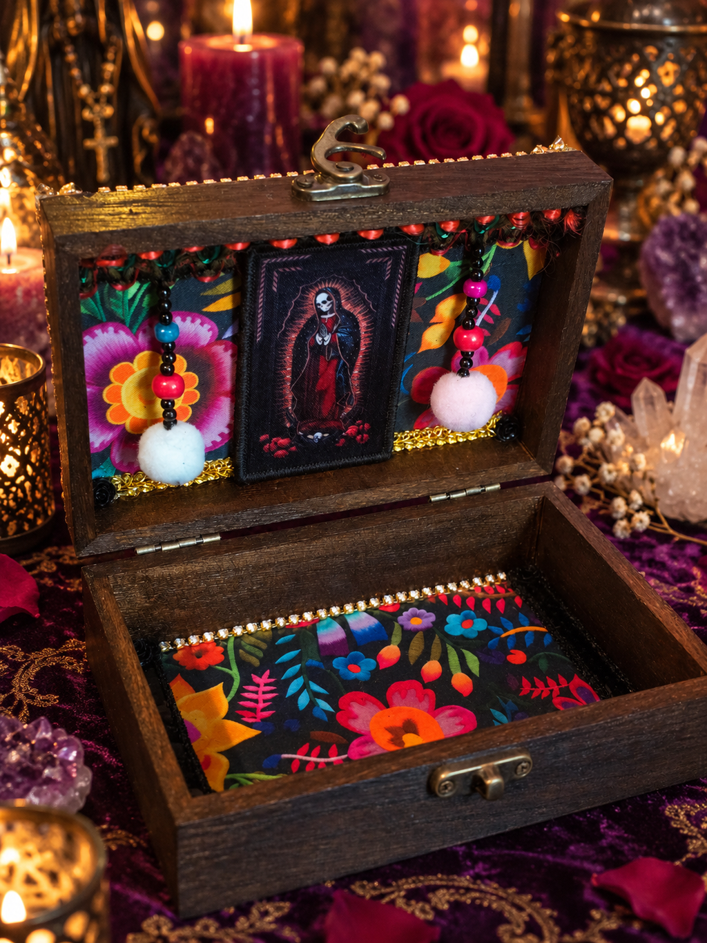 Santa Muerte Handmade Devotional Box | Blessed & Charged