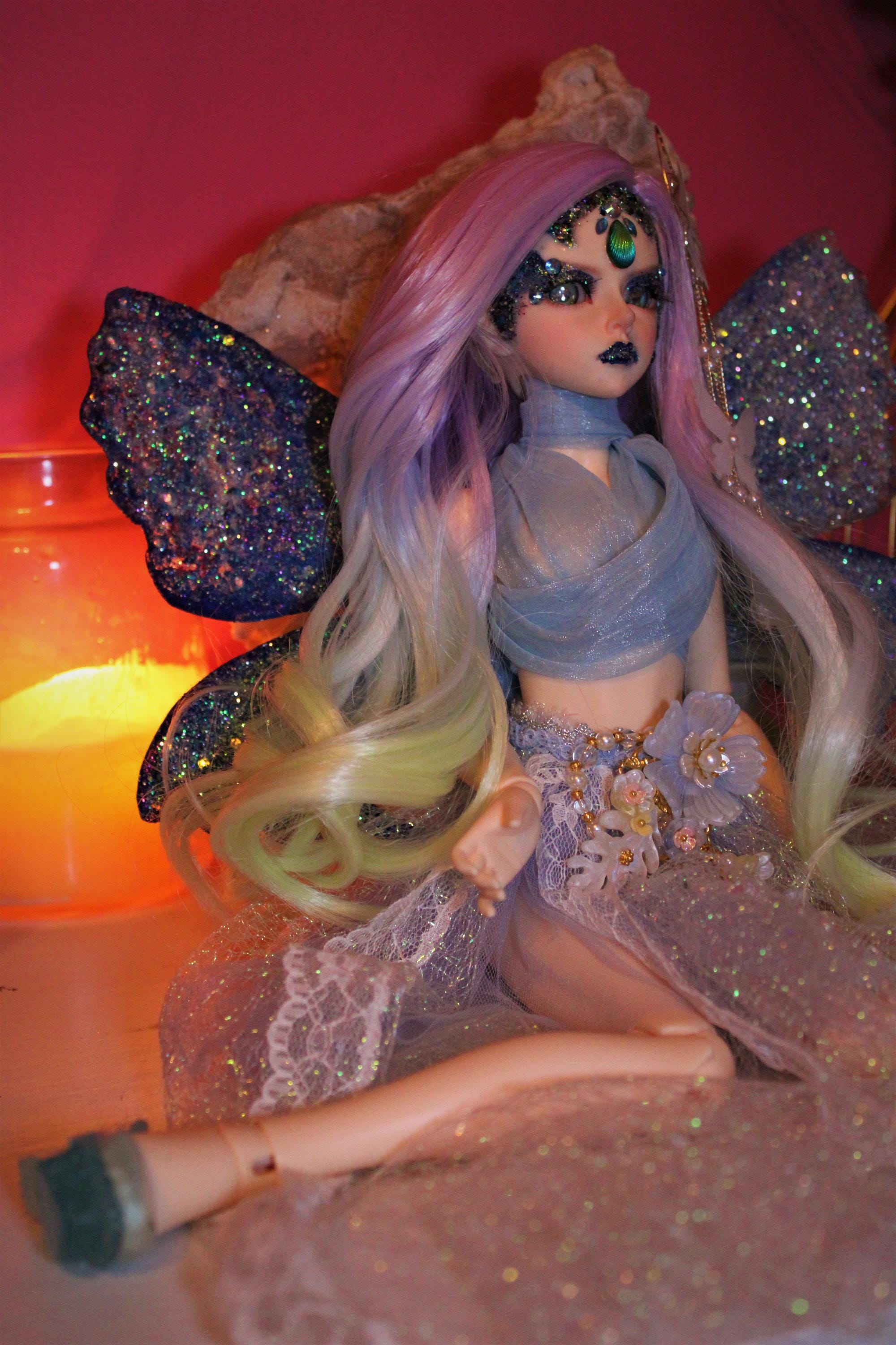 OOAK LUNASINN BJD - Aurn water fae Haunted Doll - Truth Seeker, Protection, Justice, loyal, thunderstorms, rain, water element - LunasINN