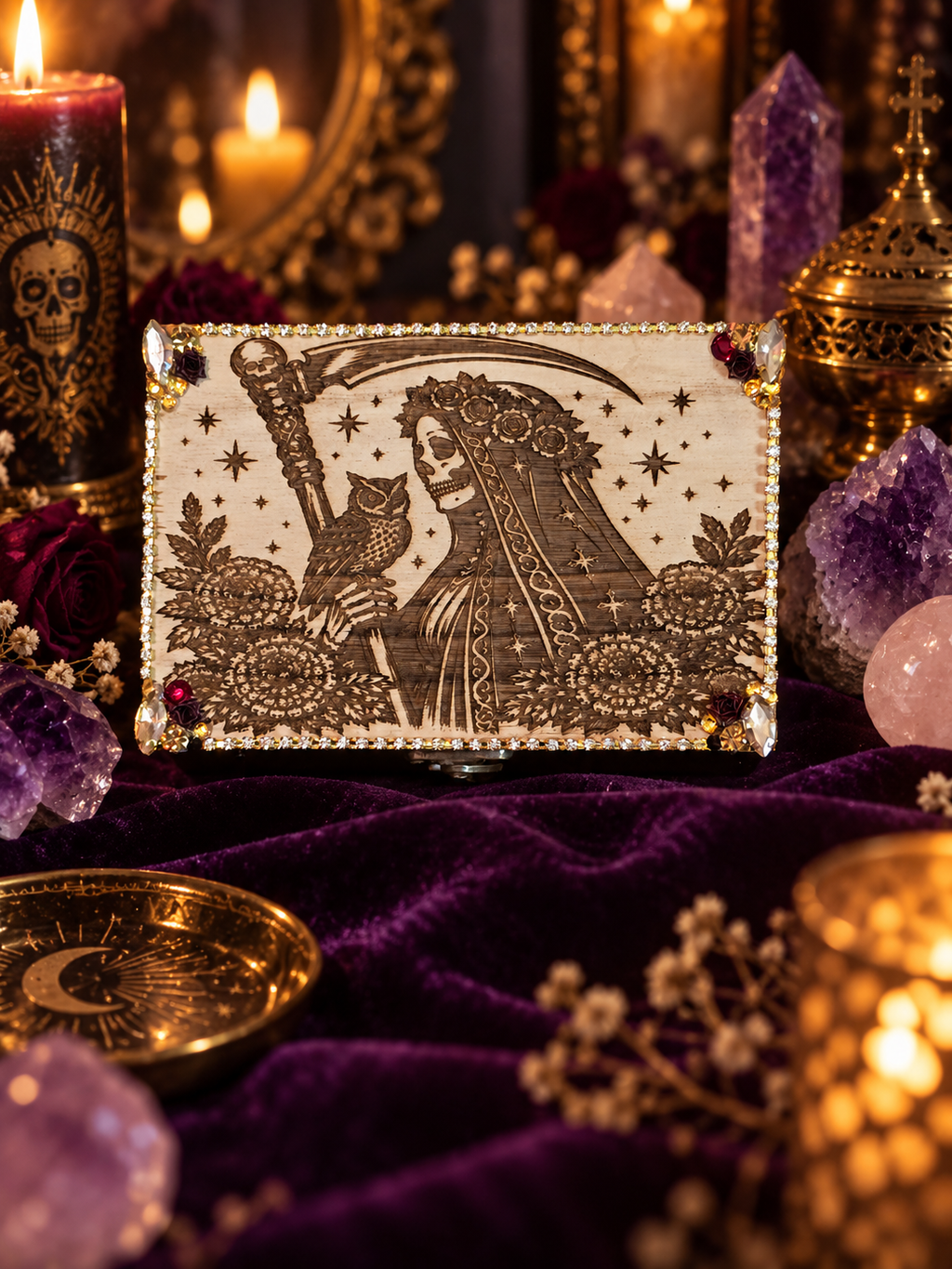Santa Muerte Handmade Devotional Box | Blessed & Charged