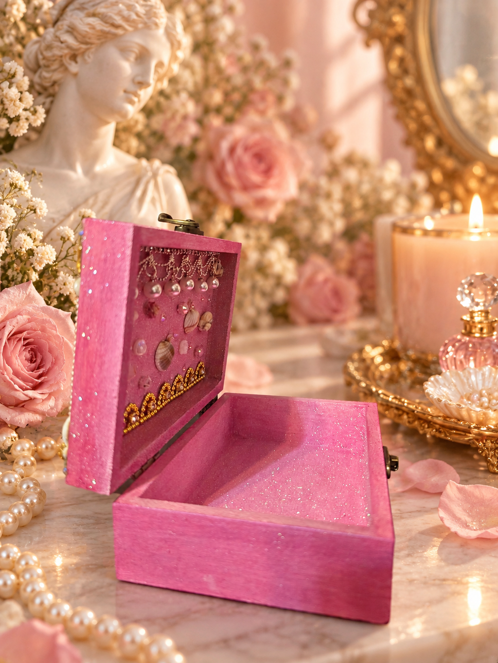 🌹 Aphrodite Devotional Box – Handcrafted Sacred Altar Box - LunasINN