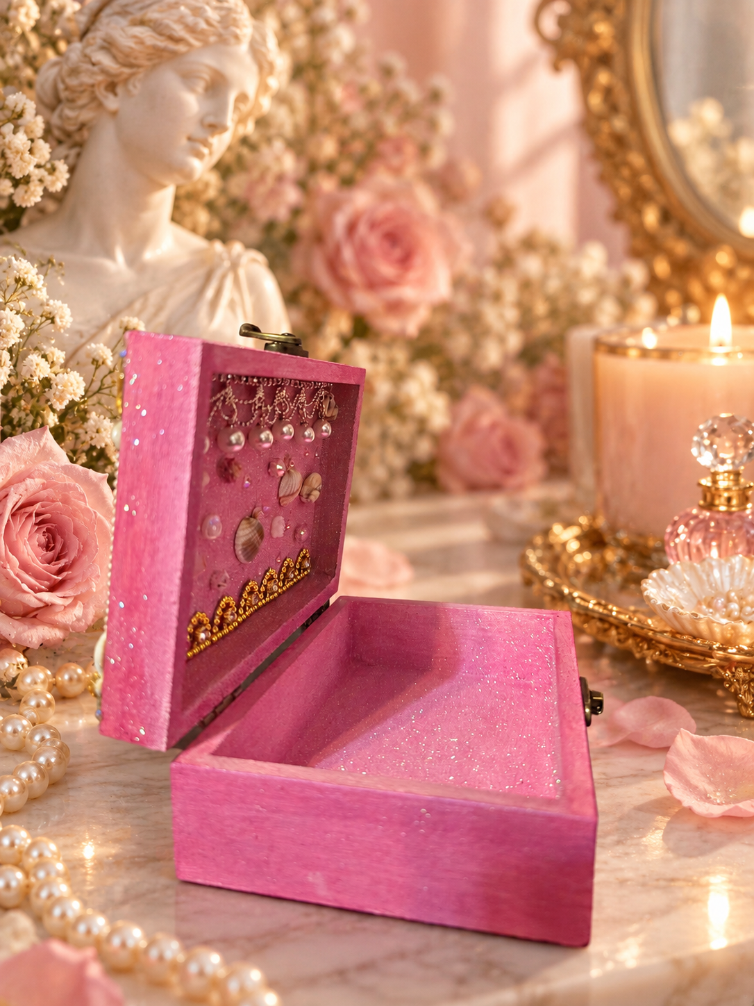 🌹 Aphrodite Devotional Box – Handcrafted Sacred Altar Box - LunasINN