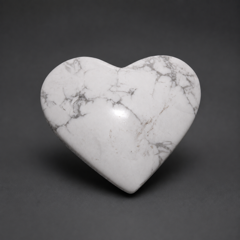 Polished Howlite Crystal Heart - LunasINN