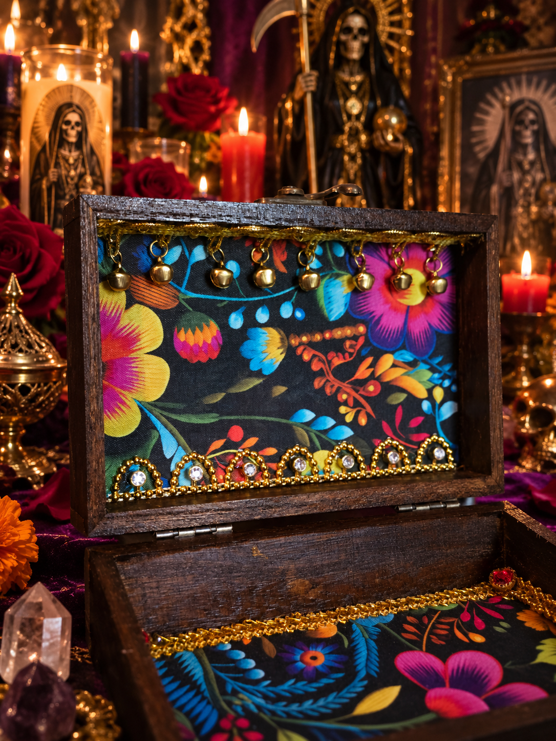 Santa Muerte Handmade Devotional Box | Blessed & Charged