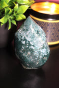 Moss Agate Crystal Flame — 3.5 Inches - LunasINN