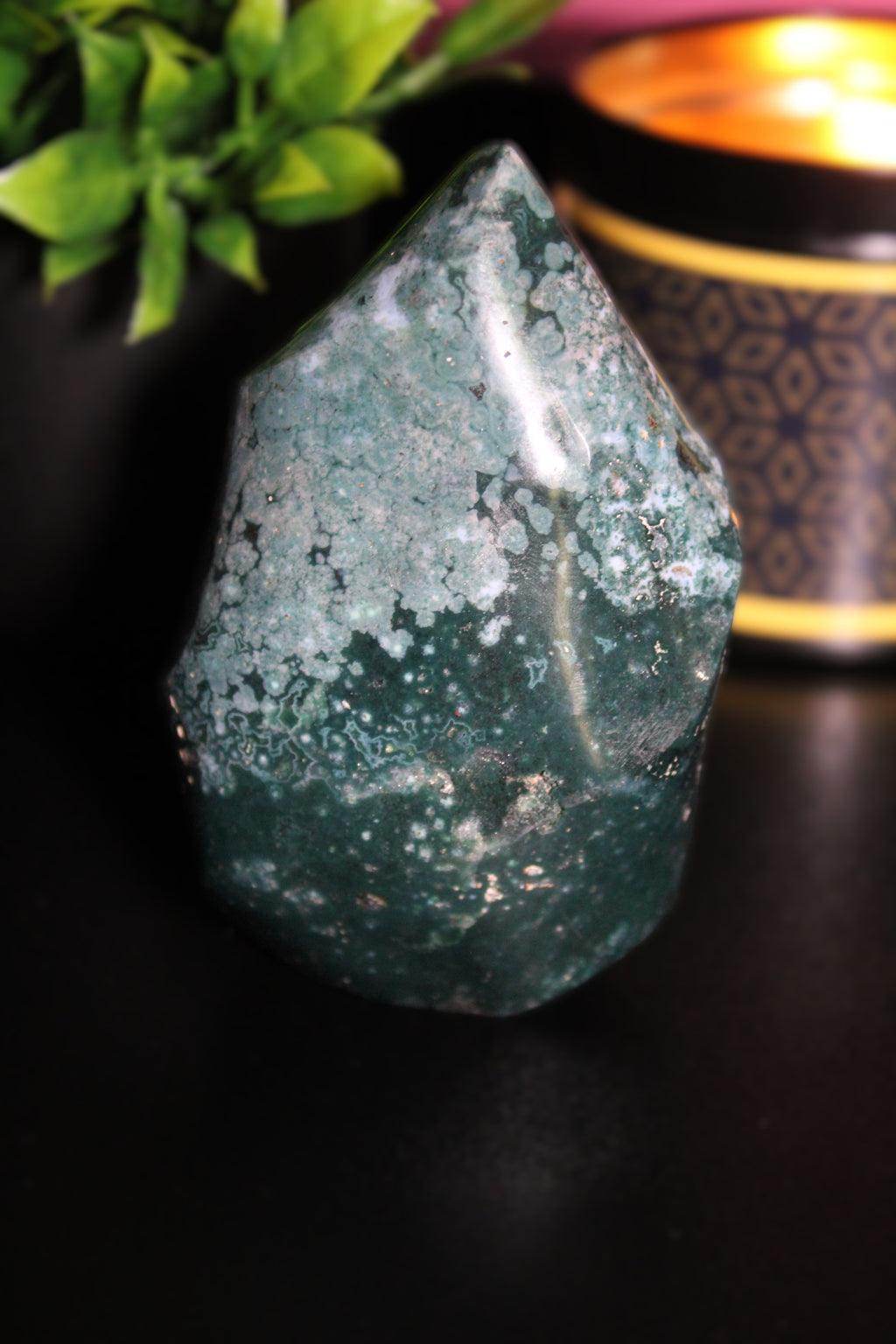 Moss Agate Crystal Flame — 3.5 Inches - LunasINN