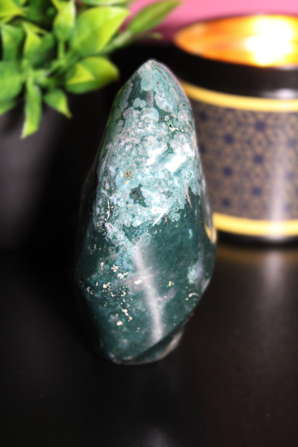 Moss Agate Crystal Flame — 3.5 Inches - LunasINN