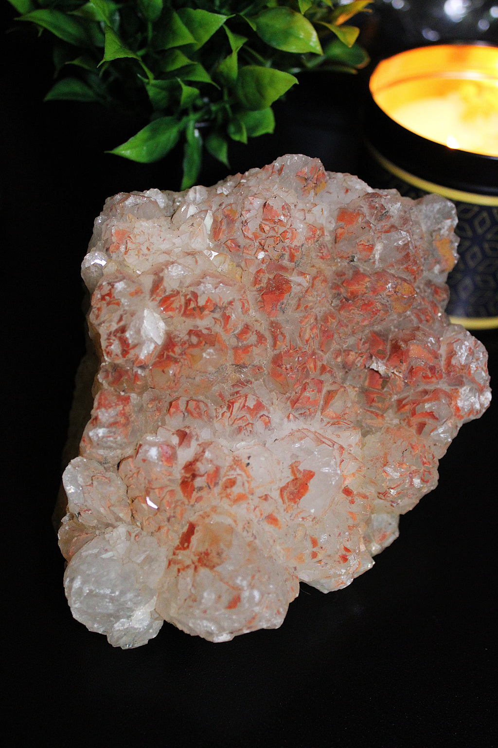 Natural Tangerine Quartz Cluster | Ferruginous Quartz