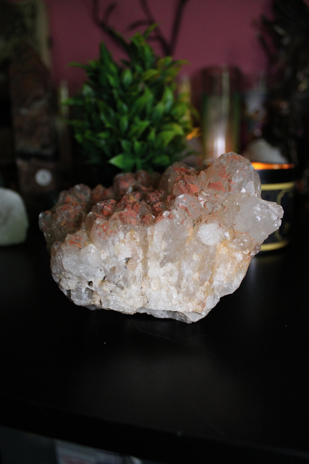 Natural Tangerine Quartz Cluster | Ferruginous Quartz