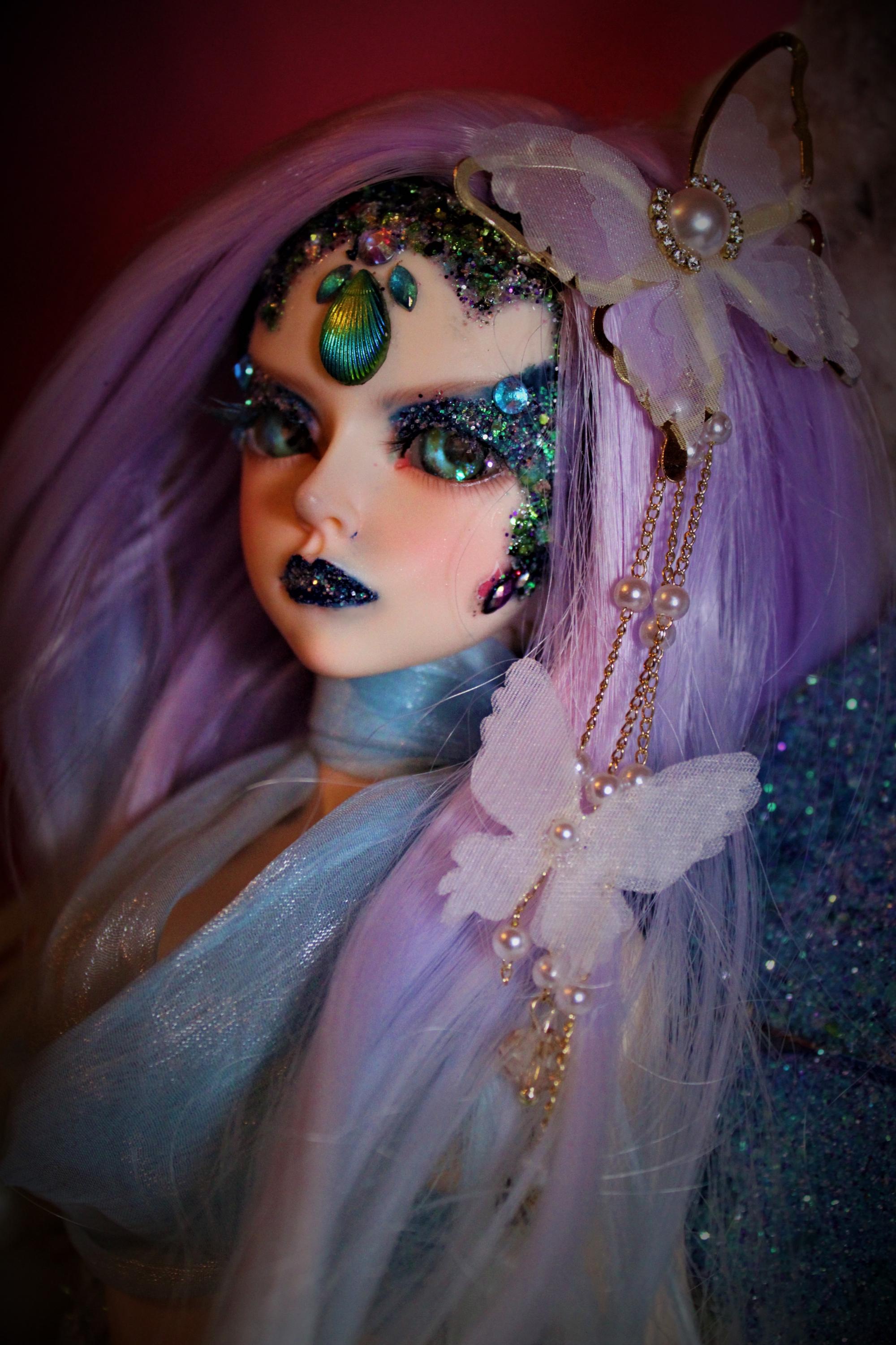 OOAK LUNASINN BJD - Aurn water fae Haunted Doll - Truth Seeker, Protection, Justice, loyal, thunderstorms, rain, water element - LunasINN