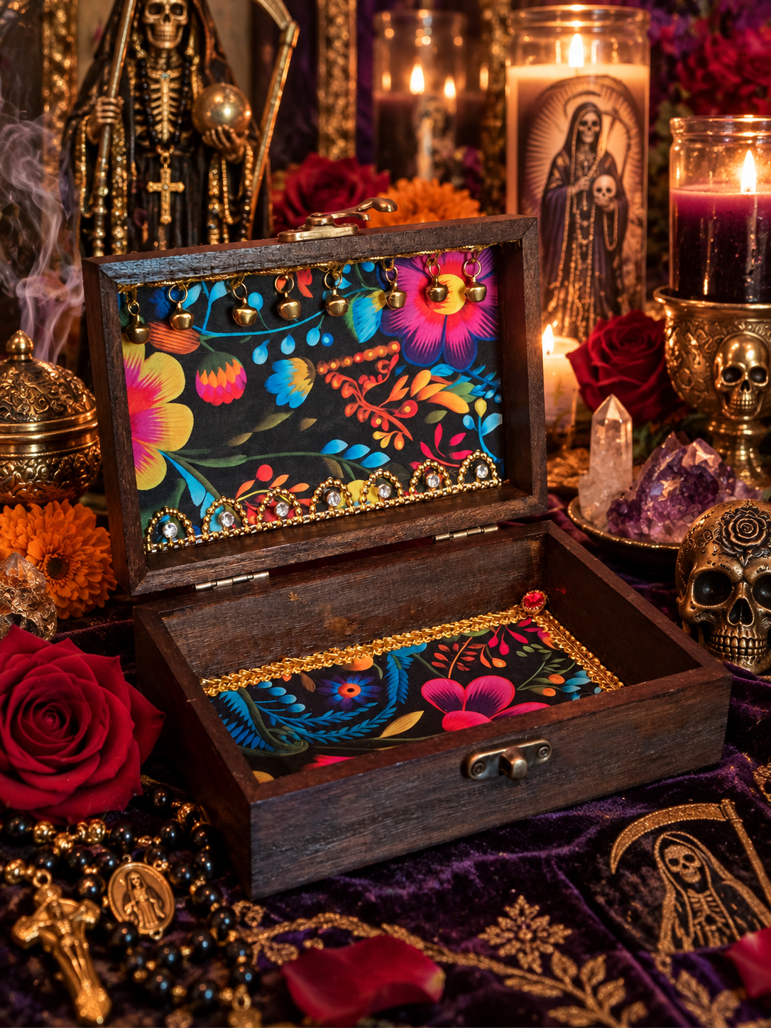 Santa Muerte Handmade Devotional Box | Blessed & Charged