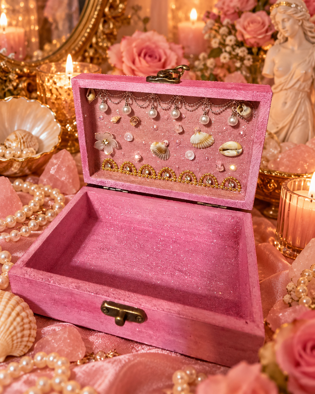 🌹 Aphrodite Devotional Box – Handcrafted Sacred Altar Box - LunasINN