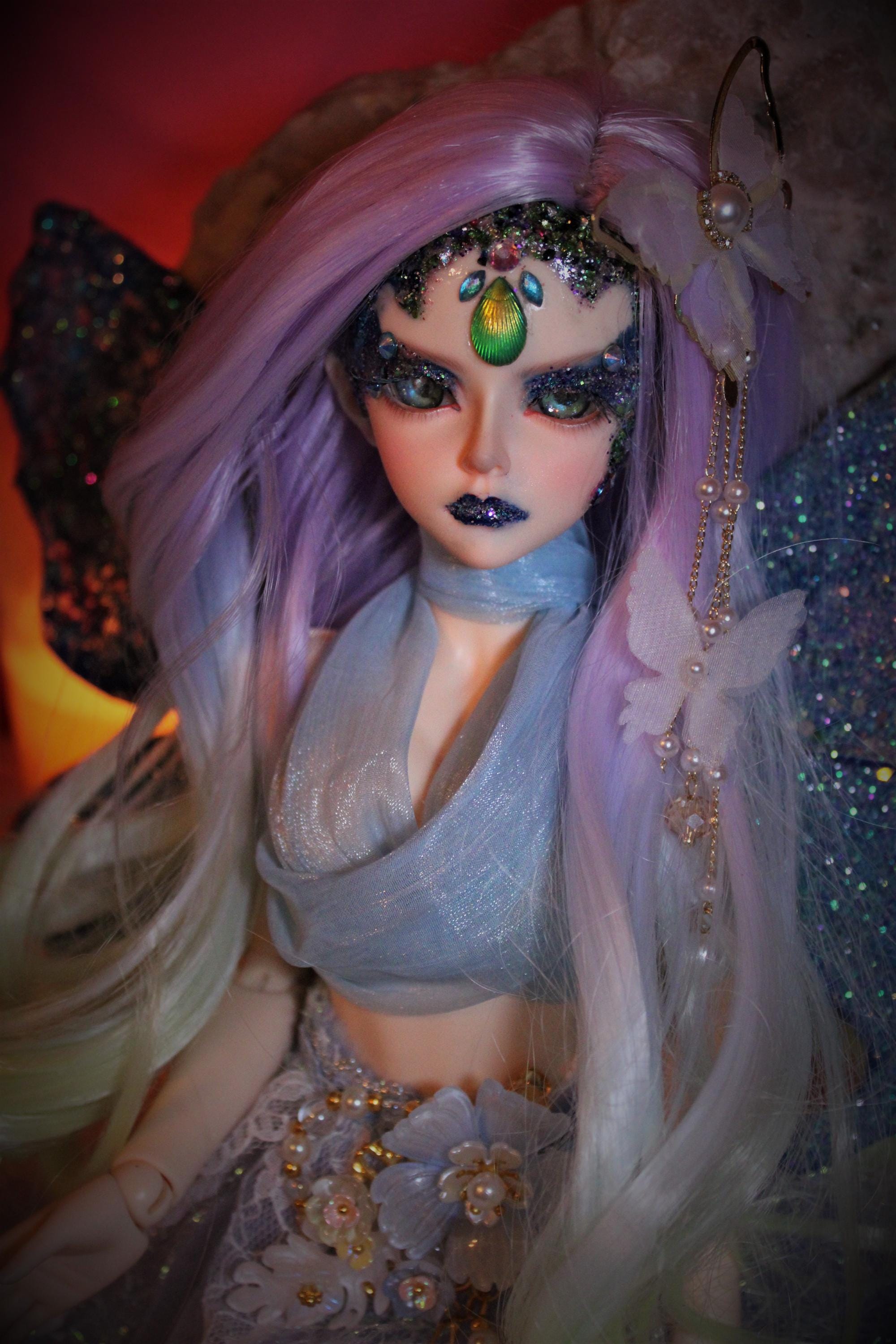 OOAK LUNASINN BJD - Aurn water fae Haunted Doll - Truth Seeker, Protection, Justice, loyal, thunderstorms, rain, water element - LunasINN